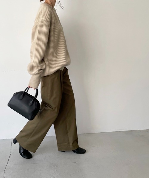 CANAL JEAN(キャナルジーン)の「via j(ヴィアジェイ) あぜオーバーサイズニット(ニット/セーター・レディース・ブラック/ベージュ/ブラウン・ONE SIZE)」の13枚目の写真