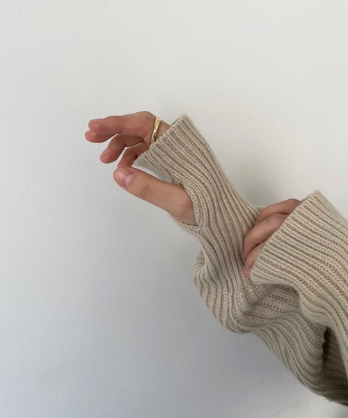 CANAL JEAN(キャナルジーン)の「via j(ヴィアジェイ) あぜオーバーサイズニット(ニット/セーター・レディース・ブラック/ベージュ/ブラウン・ONE SIZE)」の8枚目の写真