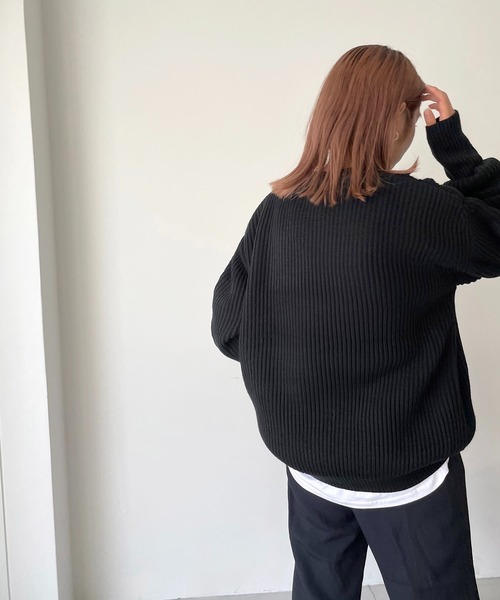 CANAL JEAN(キャナルジーン)の「via j(ヴィアジェイ) あぜオーバーサイズニット(ニット/セーター・レディース・ブラック/ベージュ/ブラウン・ONE SIZE)」の5枚目の写真