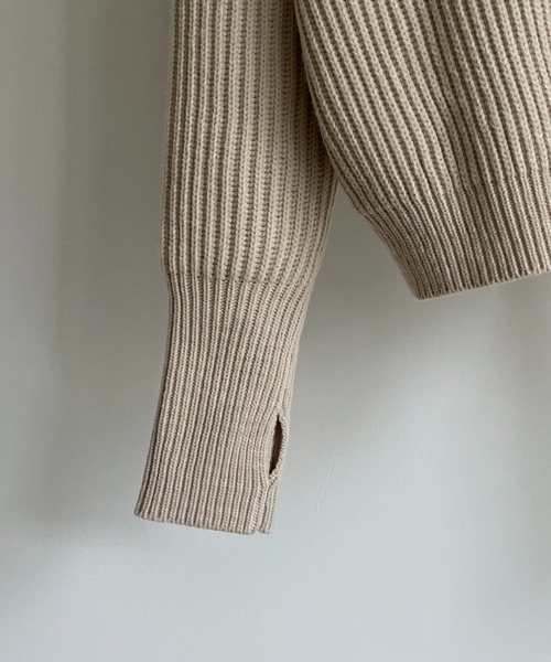 CANAL JEAN(キャナルジーン)の「via j(ヴィアジェイ) あぜオーバーサイズニット(ニット/セーター・レディース・ブラック/ベージュ/ブラウン・ONE SIZE)」の4枚目の写真