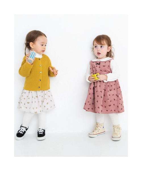 birthday party（バースデイパーティー）の「birthday party/リボン付き 花柄 シャツコール ジャンパースカート(70~110cm)（ワンピース・キッズ・イエロー系その他/ピンク系その他・110/80/70/100/90）」の21枚目の写真