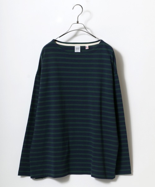 ANPAS(アンパス)の「USA cotton Wide Silhouette Basque Shirt/USAコットン ワイドシルエット バスクシャツ(Tシャツ/カットソー・メンズ・ダークグリーン/ホワイト×ブラック/ネイビー/ホワイト×ネイビー/ブラック/サックスブルー/チャコールグレー/オフホワイト/ベージュ系その他/ブルー系その他/グレイッシュベージュ/ネイビー系/オレンジ系その他/チャコールグレー×パープル/グリーン系その他/パープル・L/M)」の11枚目の写真