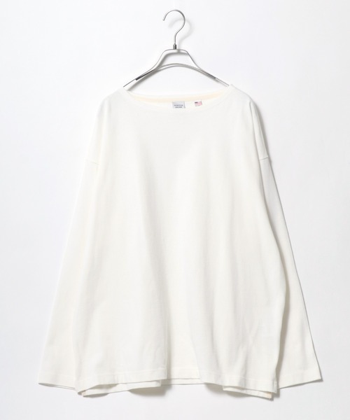 ANPAS(アンパス)の「USA cotton Wide Silhouette Basque Shirt/USAコットン ワイドシルエット バスクシャツ(Tシャツ/カットソー・メンズ・ダークグリーン/ホワイト×ブラック/ネイビー/ホワイト×ネイビー/ブラック/サックスブルー/チャコールグレー/オフホワイト/ベージュ系その他/ブルー系その他/グレイッシュベージュ/ネイビー系/オレンジ系その他/チャコールグレー×パープル/グリーン系その他/パープル・L/M)」の2枚目の写真