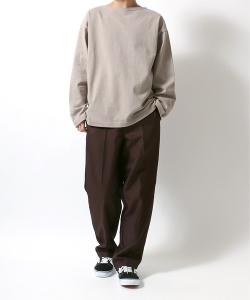 ANPAS(アンパス)の「USA cotton Wide Silhouette Basque Shirt/USAコットン ワイドシルエット バスクシャツ(Tシャツ/カットソー・メンズ・ダークグリーン/ホワイト×ブラック/ネイビー/ホワイト×ネイビー/ブラック/サックスブルー/チャコールグレー/オフホワイト/ベージュ系その他/ブルー系その他/グレイッシュベージュ/ネイビー系/オレンジ系その他/チャコールグレー×パープル/グリーン系その他/パープル・L/M)」の22枚目の写真