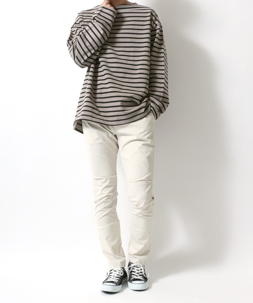 ANPAS(アンパス)の「USA cotton Wide Silhouette Basque Shirt/USAコットン ワイドシルエット バスクシャツ(Tシャツ/カットソー・メンズ・ダークグリーン/ホワイト×ブラック/ネイビー/ホワイト×ネイビー/ブラック/サックスブルー/チャコールグレー/オフホワイト/ベージュ系その他/ブルー系その他/グレイッシュベージュ/ネイビー系/オレンジ系その他/チャコールグレー×パープル/グリーン系その他/パープル・L/M)」の21枚目の写真
