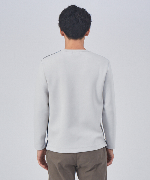 ABAHOUSE GRAY(アバハウスグレイ)の「ポンチ ストライプ 切替 長袖 Tシャツ(Tシャツ/カットソー・メンズ・ホワイト/ブラック/グレイッシュベージュ・46/48)」の6枚目の写真