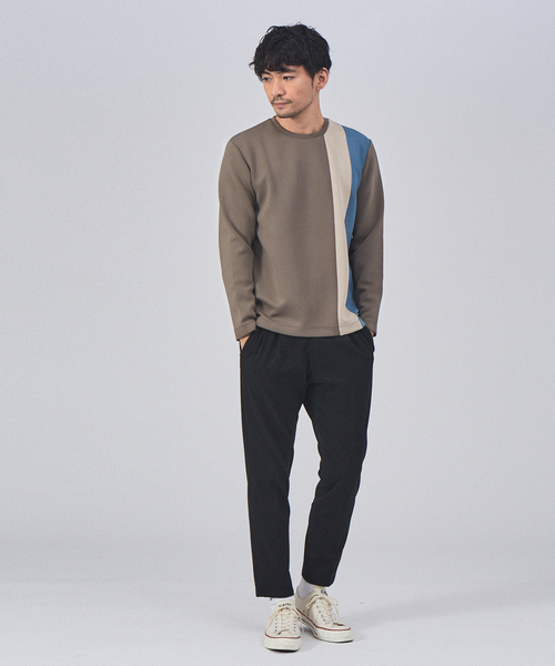 ABAHOUSE GRAY(アバハウスグレイ)の「ポンチ ストライプ 切替 長袖 Tシャツ(Tシャツ/カットソー・メンズ・ホワイト/ブラック/グレイッシュベージュ・46/48)」の13枚目の写真