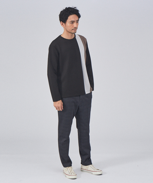 ABAHOUSE GRAY(アバハウスグレイ)の「ポンチ ストライプ 切替 長袖 Tシャツ(Tシャツ/カットソー・メンズ・ホワイト/ブラック/グレイッシュベージュ・46/48)」の17枚目の写真