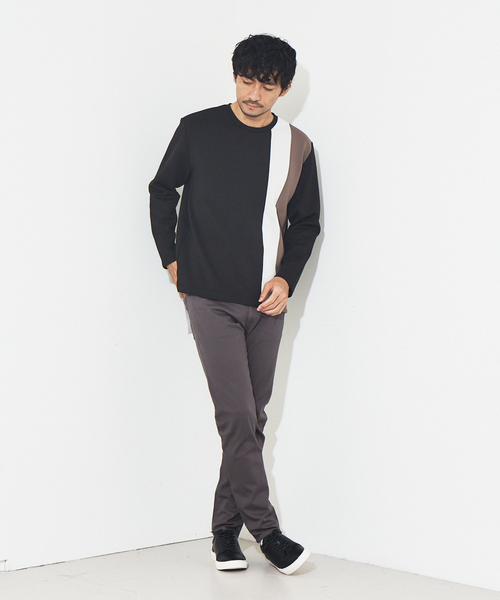 ABAHOUSE GRAY(アバハウスグレイ)の「ポンチ ストライプ 切替 長袖 Tシャツ(Tシャツ/カットソー・メンズ・ホワイト/ブラック/グレイッシュベージュ・46/48)」の21枚目の写真