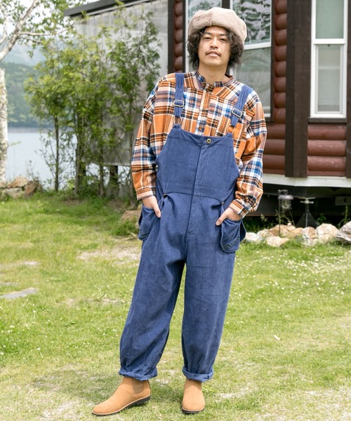 チャイハネ(チャイハネ)の「【チャイハネ】キリム柄刺繍コーデュロイMEN'Sサロペット(サロペット/オーバーオール・メンズ・パープル/ブラウン・FREE)」の3枚目の写真