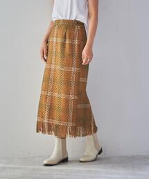 coen | ペンシルフリンジチェックツイードスカート(スカート)