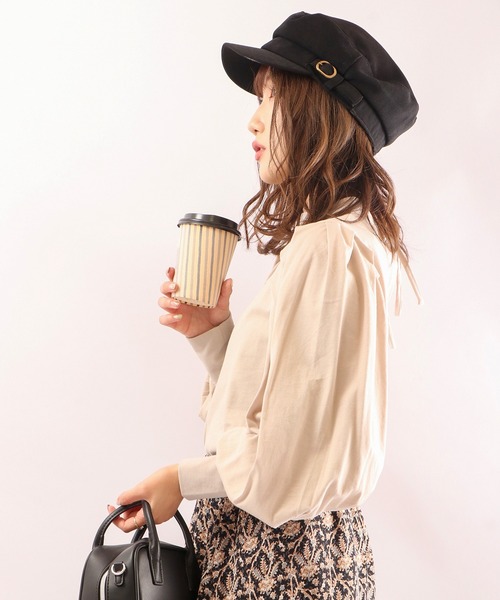 Brownie(ブラウニー)の「Brownie ボリュームスリーブBACKリボンプルオーバー(Tシャツ/カットソー・レディース・ダークブラウン/オリーブ/キャメル/グレイッシュベージュ・FREE)」の12枚目の写真