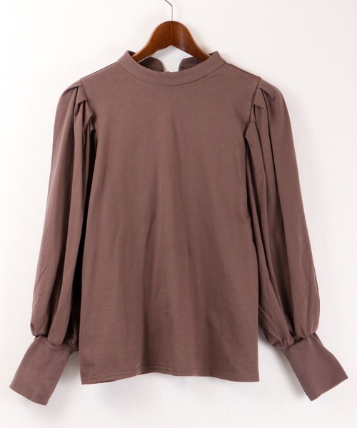 Brownie(ブラウニー)の「Brownie ボリュームスリーブBACKリボンプルオーバー(Tシャツ/カットソー・レディース・ダークブラウン/オリーブ/キャメル/グレイッシュベージュ・FREE)」の5枚目の写真