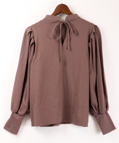 Brownie(ブラウニー)の「Brownie ボリュームスリーブBACKリボンプルオーバー(Tシャツ/カットソー・レディース・ダークブラウン/オリーブ/キャメル/グレイッシュベージュ・FREE)」の6枚目の写真