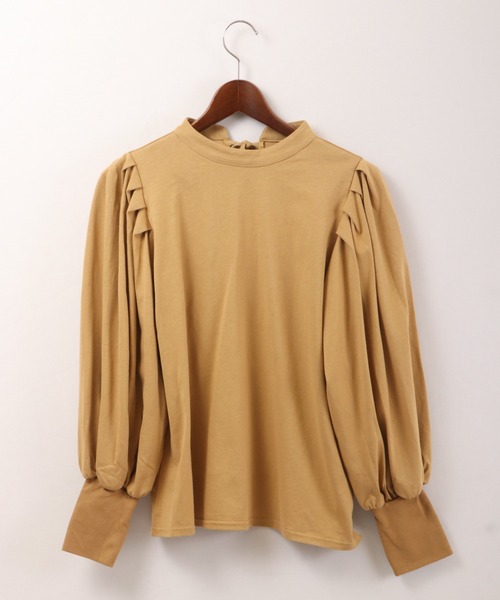 Brownie(ブラウニー)の「Brownie ボリュームスリーブBACKリボンプルオーバー(Tシャツ/カットソー・レディース・ダークブラウン/オリーブ/キャメル/グレイッシュベージュ・FREE)」の15枚目の写真