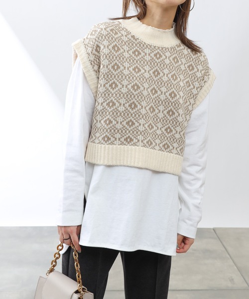 COLONY 2139（コロニートゥーワンスリーナイン）の「バルキージャガードニットハイネックベスト（ベスト・レディース・グリーン/ベージュ/ブラウン/ブラック・FREE）」の3枚目の写真