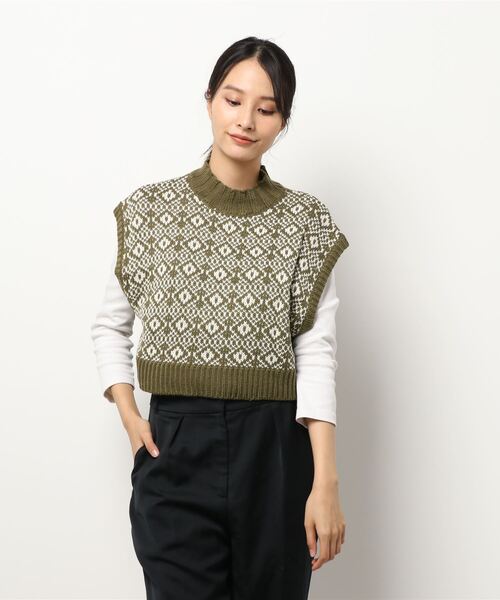 COLONY 2139（コロニートゥーワンスリーナイン）の「バルキージャガードニットハイネックベスト（ベスト・レディース・グリーン/ベージュ/ブラウン/ブラック・FREE）」の11枚目の写真