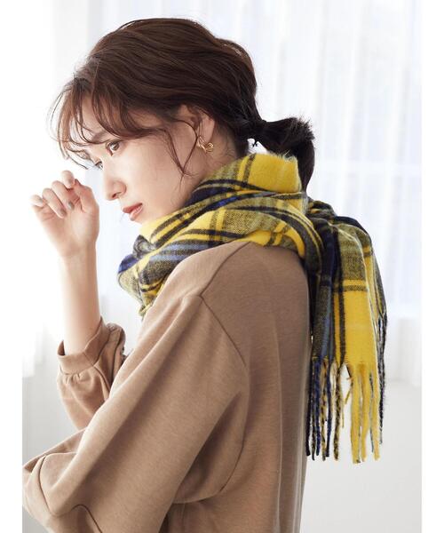 Green　Parks（グリーンパークス）の「カシミアライクチェックストール＊（ストール/ショール・レディース・ブルー/レッド/グリーン/ベージュ/ピンク/イエロー/オレンジ/サックスブルー・FREE）」の13枚目の写真