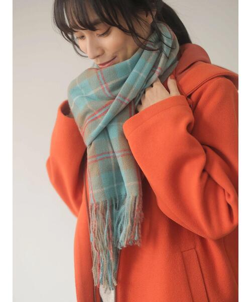 Green　Parks（グリーンパークス）の「カシミアライクチェックストール＊（ストール/ショール・レディース・ブルー/レッド/グリーン/ベージュ/ピンク/イエロー/オレンジ/サックスブルー・FREE）」の21枚目の写真