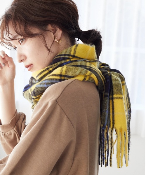 Green　Parks（グリーンパークス）の「カシミアライクチェックストール＊（ストール/ショール・レディース・ブルー/レッド/グリーン/ベージュ/ピンク/イエロー/オレンジ/サックスブルー・FREE）」の6枚目の写真