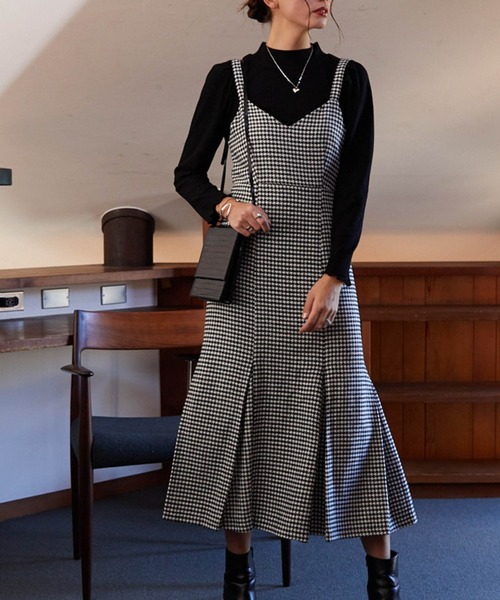 Cheek（チーク）の「マーメイドジャンスカ（ジャンパースカート・レディース・ブラウン/ホワイト×ブラック/グレー・MEDIUM）」の2枚目の写真