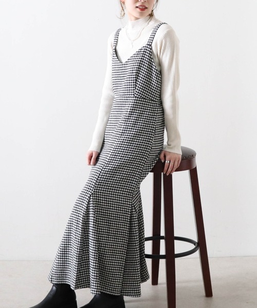 Cheek（チーク）の「マーメイドジャンスカ（ジャンパースカート・レディース・ブラウン/ホワイト×ブラック/グレー・MEDIUM）」の9枚目の写真