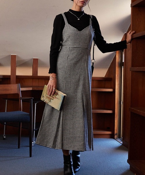 Cheek（チーク）の「マーメイドジャンスカ（ジャンパースカート・レディース・ブラウン/ホワイト×ブラック/グレー・MEDIUM）」の12枚目の写真