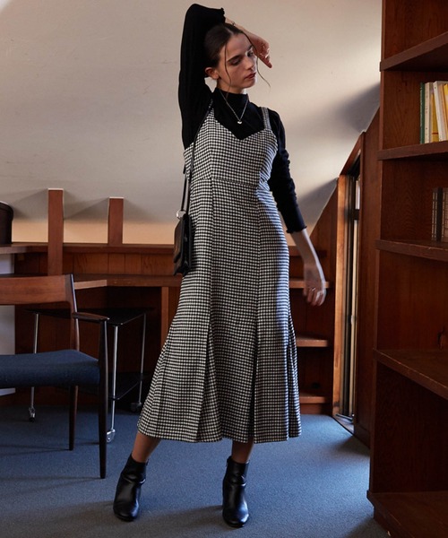 Cheek（チーク）の「マーメイドジャンスカ（ジャンパースカート・レディース・ブラウン/ホワイト×ブラック/グレー・MEDIUM）」の4枚目の写真