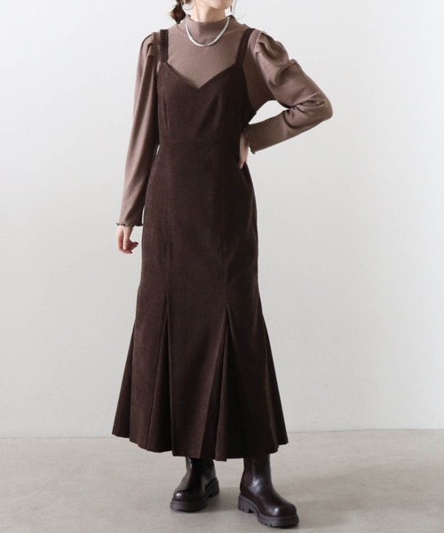 Cheek（チーク）の「マーメイドジャンスカ（ジャンパースカート・レディース・ブラウン/ホワイト×ブラック/グレー・MEDIUM）」の11枚目の写真