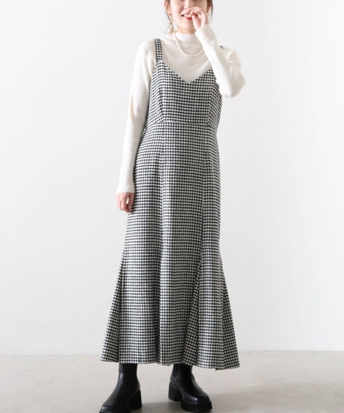 Cheek（チーク）の「マーメイドジャンスカ（ジャンパースカート・レディース・ブラウン/ホワイト×ブラック/グレー・MEDIUM）」の5枚目の写真