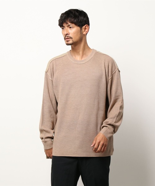 COTORICA（コトリカ）の「フロントスイッチニット（ニット/セーター・メンズ・ベージュ/ブラック・LARGE/MEDIUM）」の2枚目の写真