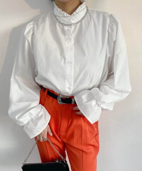 nemne store(ネンネストア)の「アソートフリルハイネックシャツ(シャツ/ブラウス・レディース・オフホワイト/グリーン系その他・フリー)」の4枚目の写真