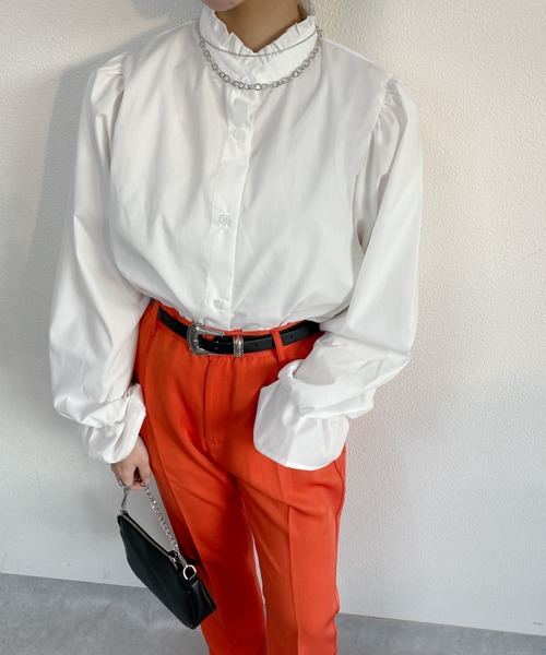 nemne store(ネンネストア)の「アソートフリルハイネックシャツ(シャツ/ブラウス・レディース・オフホワイト/グリーン系その他・フリー)」の5枚目の写真