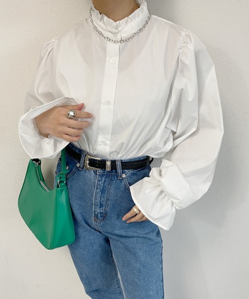 nemne store(ネンネストア)の「アソートフリルハイネックシャツ(シャツ/ブラウス・レディース・オフホワイト/グリーン系その他・フリー)」の3枚目の写真