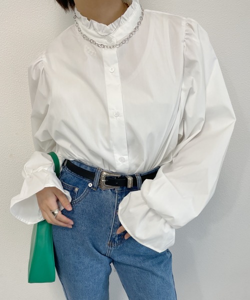 nemne store(ネンネストア)の「アソートフリルハイネックシャツ(シャツ/ブラウス・レディース・オフホワイト/グリーン系その他・フリー)」の6枚目の写真