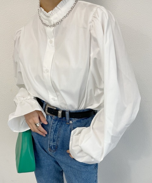 nemne store(ネンネストア)の「アソートフリルハイネックシャツ(シャツ/ブラウス・レディース・オフホワイト/グリーン系その他・フリー)」の7枚目の写真