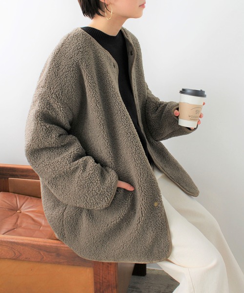 GeeRA（ジーラ）の「キルト＆ボアリバーシブルコート（その他アウター・レディース・ベージュ/アイボリー/モカ・MEDIUM）」の3枚目の写真