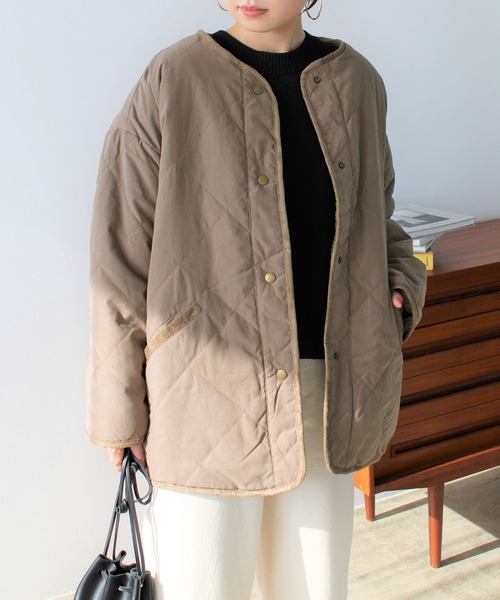 GeeRA（ジーラ）の「キルト＆ボアリバーシブルコート（その他アウター・レディース・ベージュ/アイボリー/モカ・MEDIUM）」の4枚目の写真