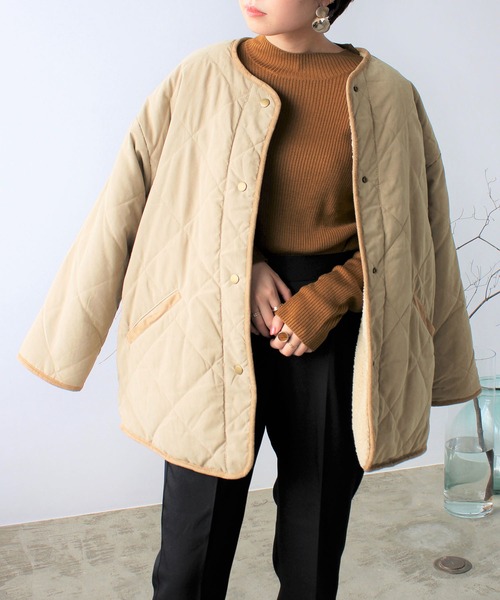 GeeRA（ジーラ）の「キルト＆ボアリバーシブルコート（その他アウター・レディース・ベージュ/アイボリー/モカ・MEDIUM）」の21枚目の写真