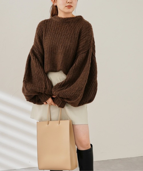 CPCM（シーピーシーエム）の「起毛糸袖パワーボリュームニット（ニット/セーター・レディース・ベージュ/ブラウン/グリーン/黄緑系・FREE）」の18枚目の写真