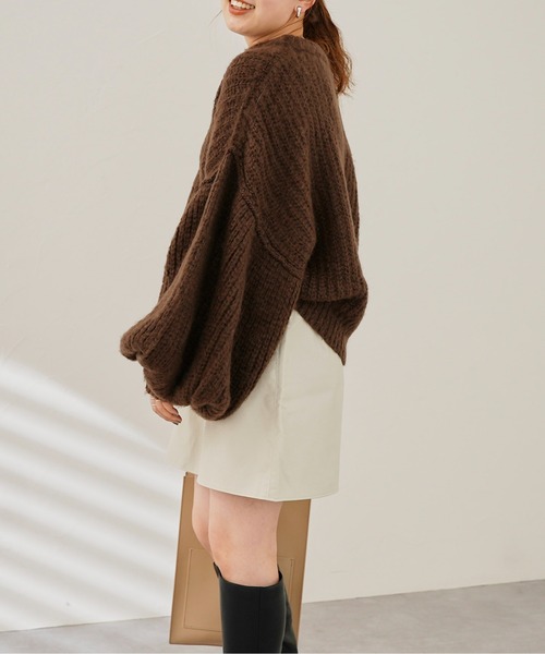 CPCM（シーピーシーエム）の「起毛糸袖パワーボリュームニット（ニット/セーター・レディース・ベージュ/ブラウン/グリーン/黄緑系・FREE）」の12枚目の写真