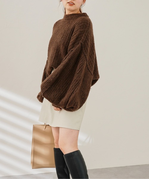 CPCM（シーピーシーエム）の「起毛糸袖パワーボリュームニット（ニット/セーター・レディース・ベージュ/ブラウン/グリーン/黄緑系・FREE）」の6枚目の写真