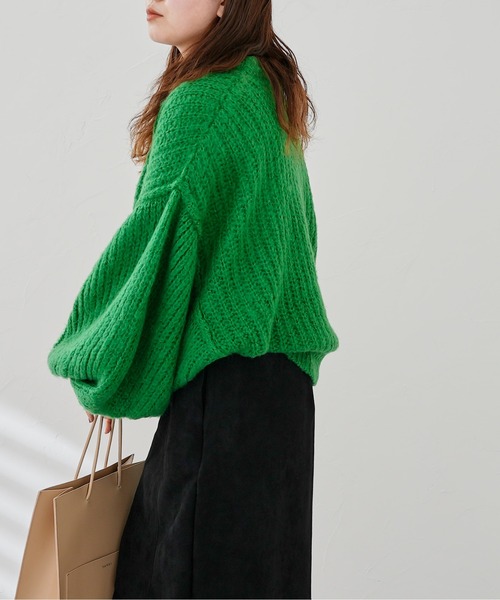 CPCM（シーピーシーエム）の「起毛糸袖パワーボリュームニット（ニット/セーター・レディース・ベージュ/ブラウン/グリーン/黄緑系・FREE）」の21枚目の写真