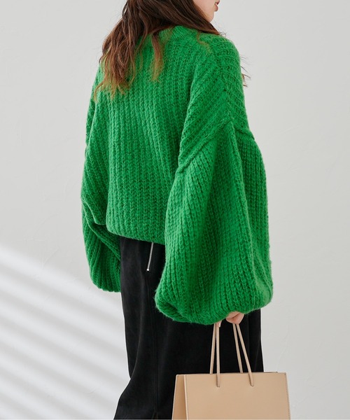 CPCM（シーピーシーエム）の「起毛糸袖パワーボリュームニット（ニット/セーター・レディース・ベージュ/ブラウン/グリーン/黄緑系・FREE）」の8枚目の写真