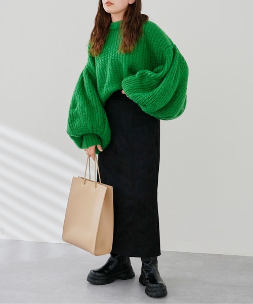 CPCM（シーピーシーエム）の「起毛糸袖パワーボリュームニット（ニット/セーター・レディース・ベージュ/ブラウン/グリーン/黄緑系・FREE）」の20枚目の写真