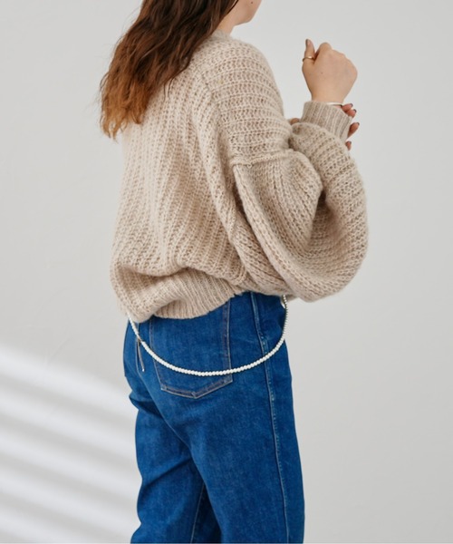 CPCM（シーピーシーエム）の「起毛糸袖パワーボリュームニット（ニット/セーター・レディース・ベージュ/ブラウン/グリーン/黄緑系・FREE）」の10枚目の写真