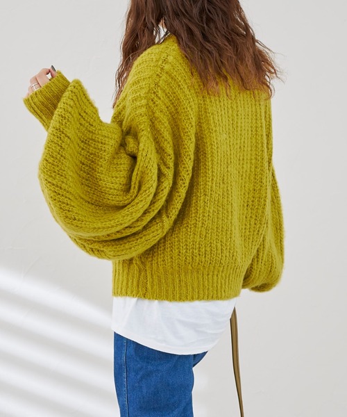 CPCM（シーピーシーエム）の「起毛糸袖パワーボリュームニット（ニット/セーター・レディース・ベージュ/ブラウン/グリーン/黄緑系・FREE）」の17枚目の写真