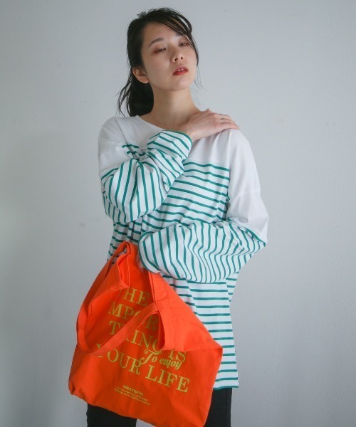 spoon store（スプーンストア）の「ロゴプリントカラフルトート（トートバッグ・レディース・オレンジ/グリーン・フリー）」の15枚目の写真