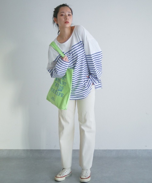 spoon store（スプーンストア）の「ロゴプリントカラフルトート（トートバッグ・レディース・オレンジ/グリーン・フリー）」の3枚目の写真