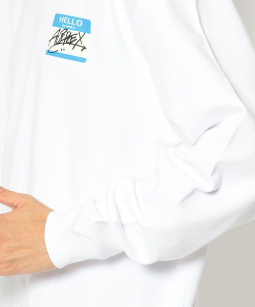 AVIREX(アヴィレックス)の「【直営店限定】HELLO MY BRAND IS SWEAT/ ハロー マイブランド イズスウェット / AVIREX / アヴィレックス(スウェット・メンズ・ホワイト/ブラック・MEDIUM/LARGE/X-LARGE)」の3枚目の写真